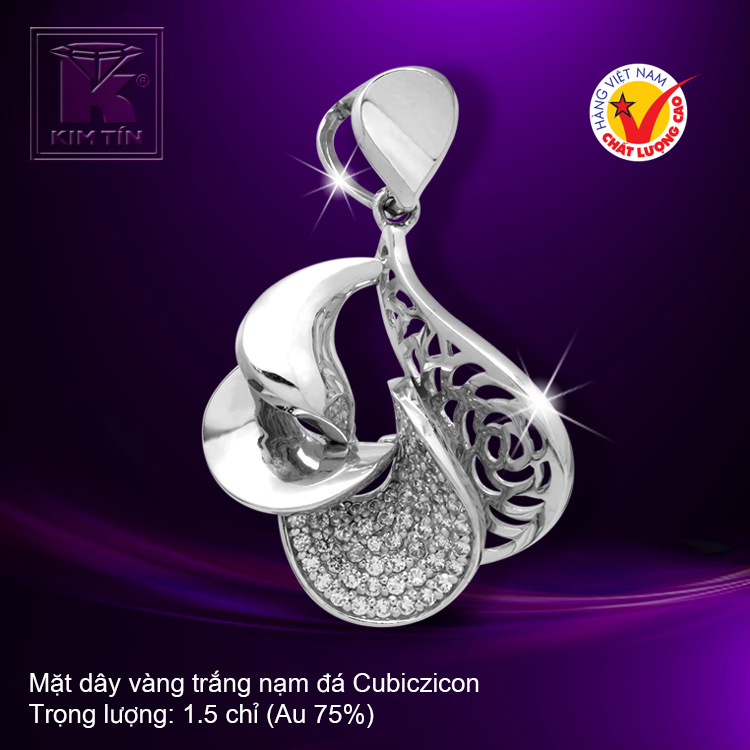 Mặt dây vàng trắng 18K