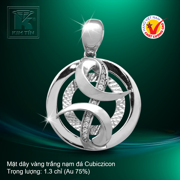 Mặt dây vàng trắng 18K