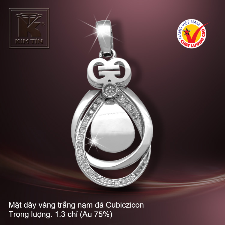 Mặt dây vàng trắng 18K