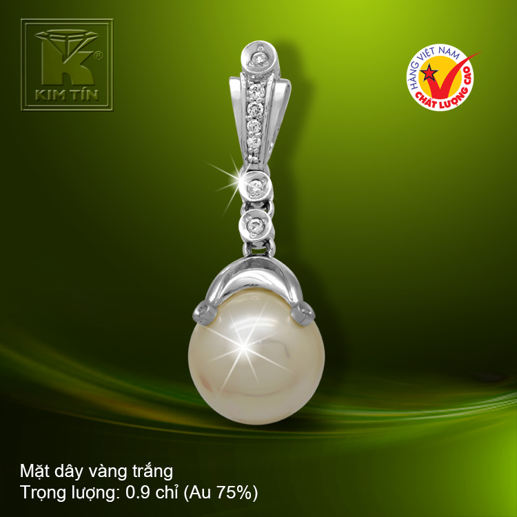 Mặt dây vàng trắng 18K