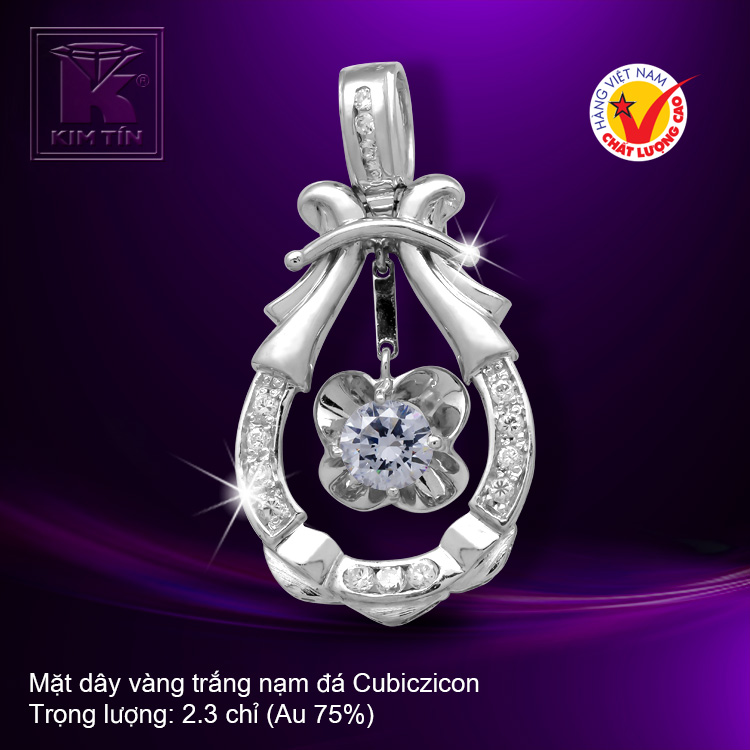 Mặt dây vàng trắng 18K