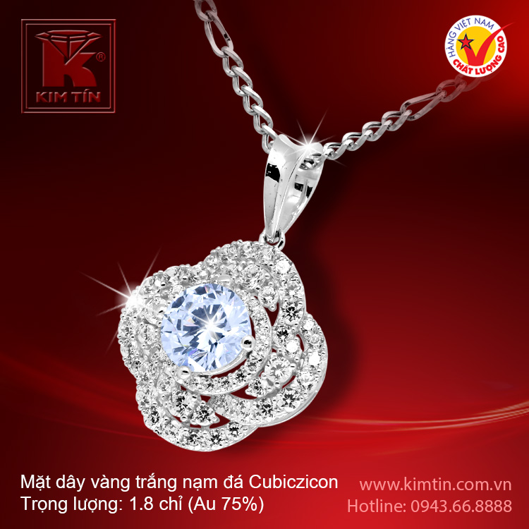 Mặt dây vàng trắng 18K