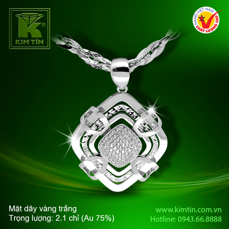 Mặt dây vàng trắng 18K