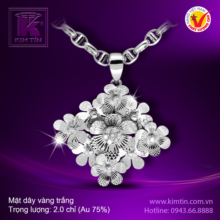 Mặt dây vàng trắng 18K