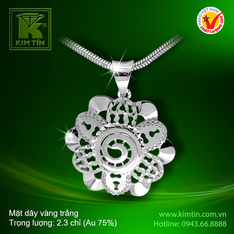 Mặt dây vàng trắng 18K