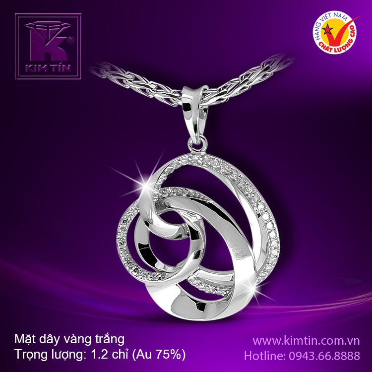 Mặt dây vàng trắng 18K