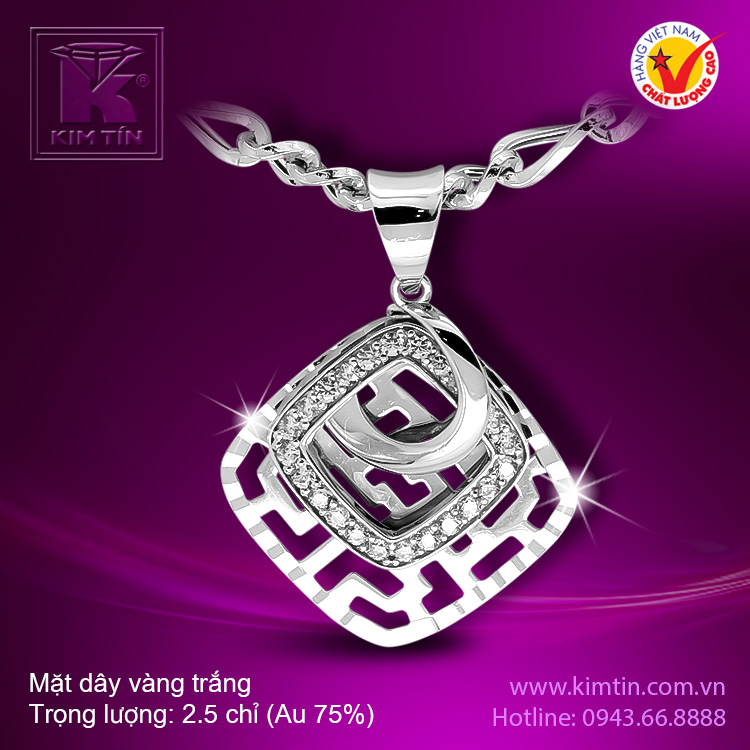 Mặt dây vàng trắng 18K