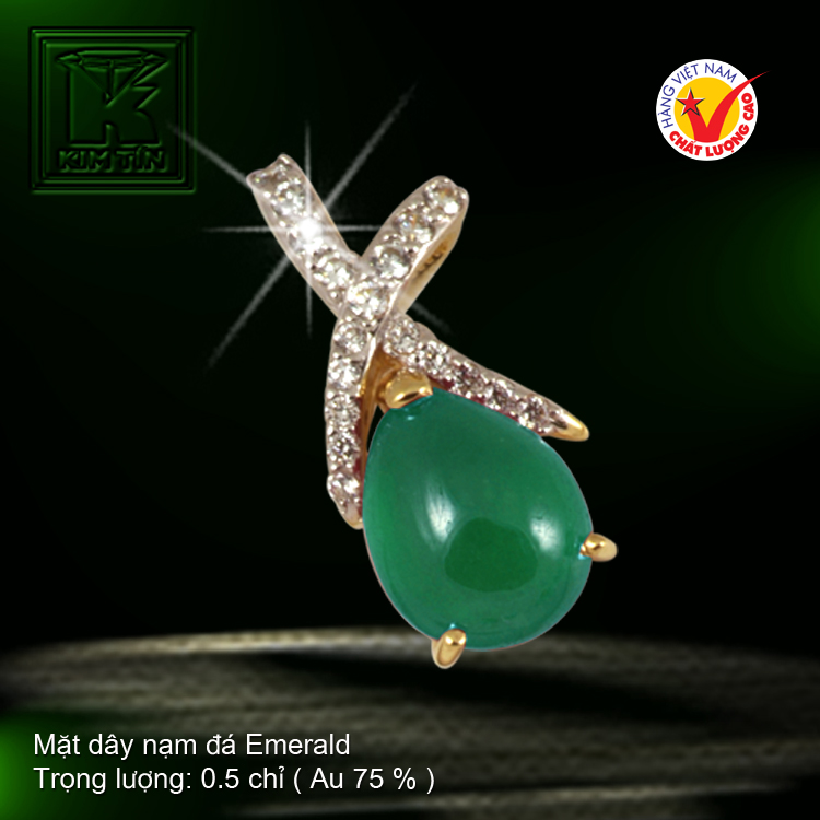 Mặt dây nạm đá Emerald