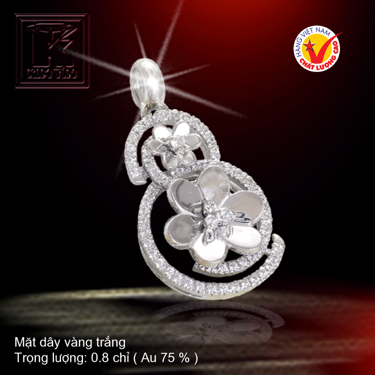 Mặt dây vàng trắng 18K