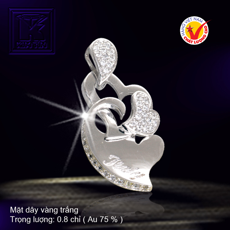 Mặt dây vàng trắng 18K