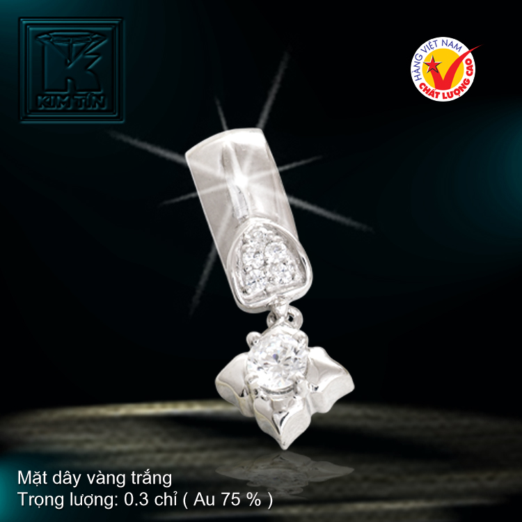 Mặt dây vàng trắng 18K