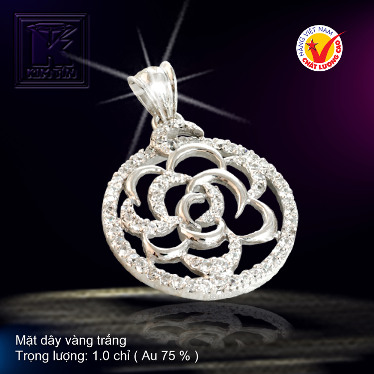 Mặt dây vàng trắng 18K