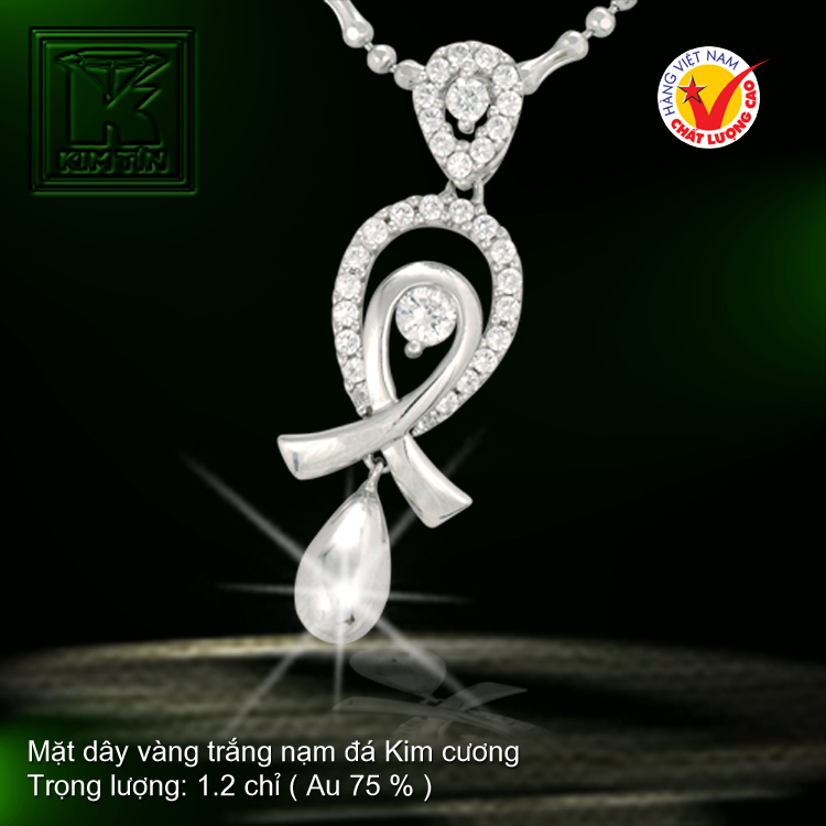 Mặt dây vàng trắng 18K