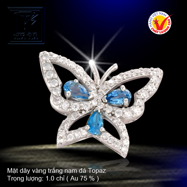 Mặt dây vàng trắng 18K