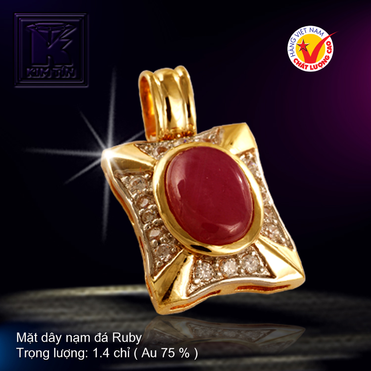 Mặt dây nạm đá Ruby