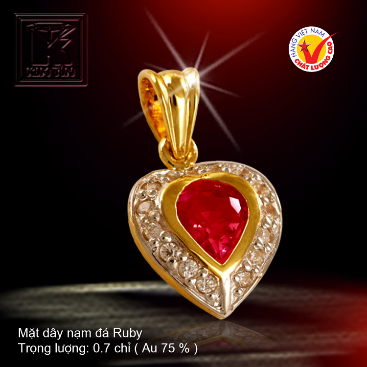 Mặt dây nạm đá Ruby