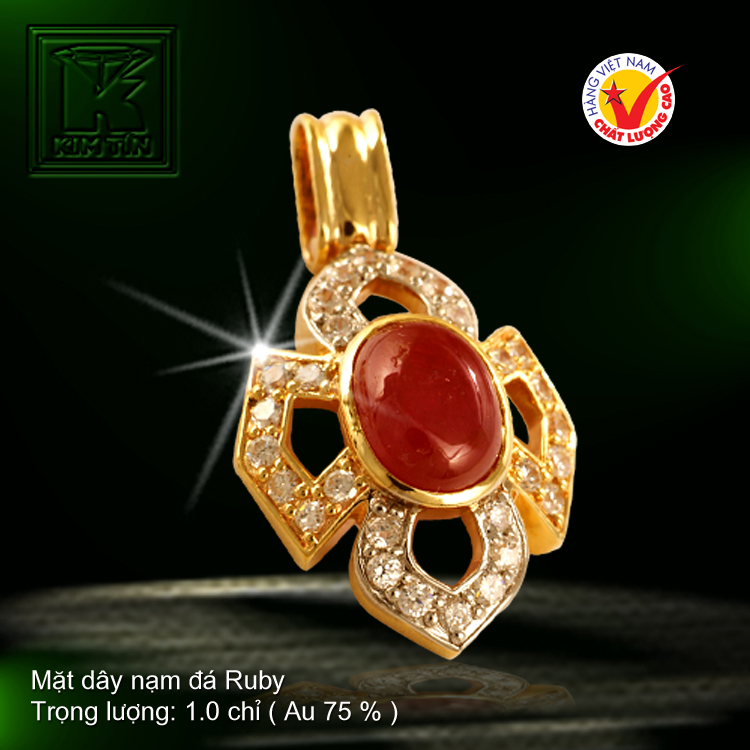 Mặt dây nạm đá Ruby