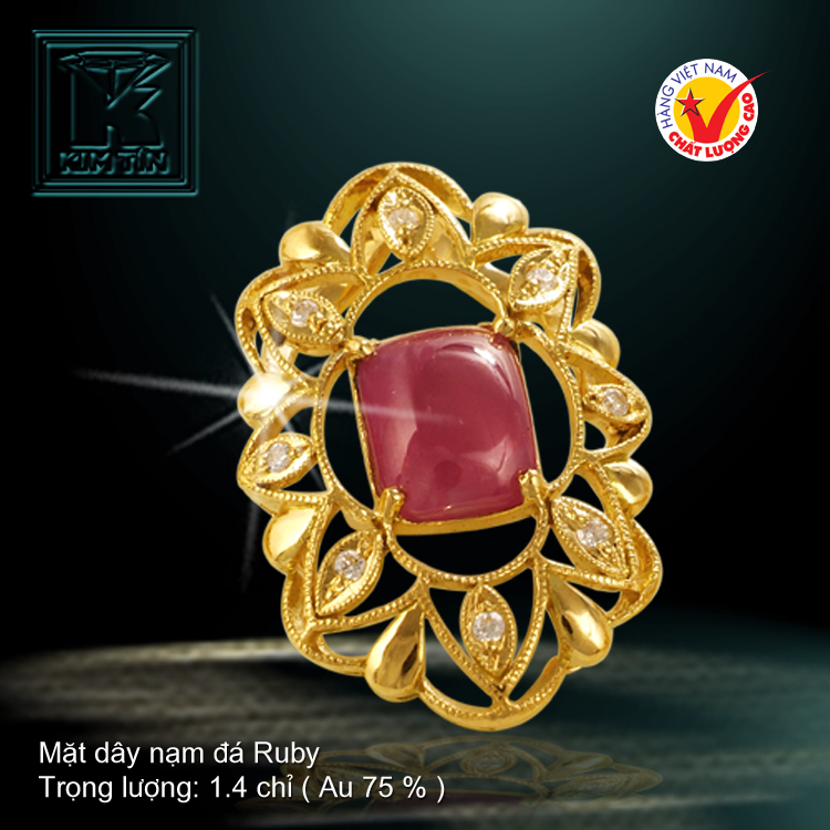 Mặt dây nạm đá Ruby