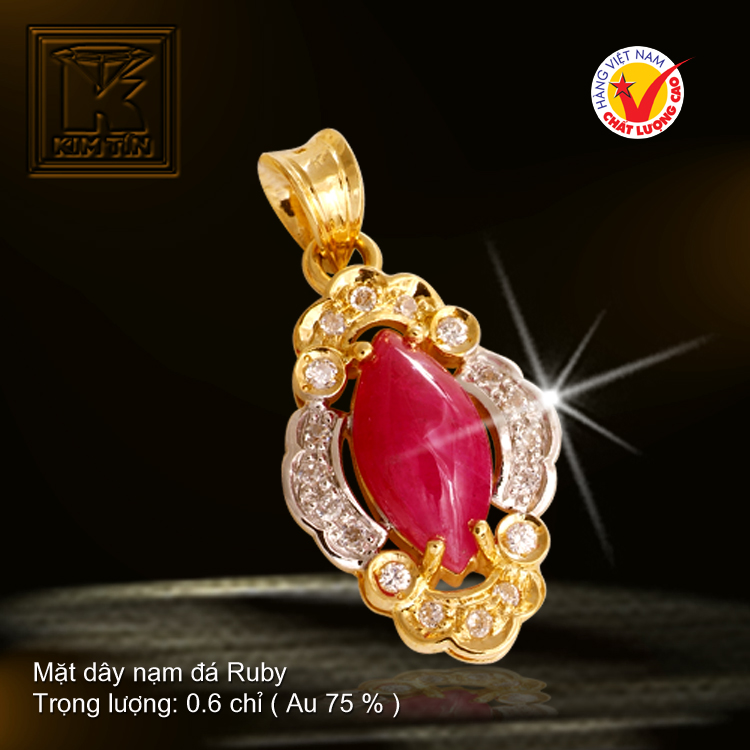 Mặt dây nạm đá Ruby