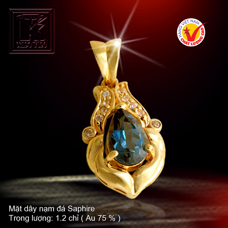 Mặt dây nạm đá Saphire