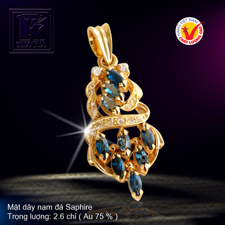 Mặt dây nạm đá Saphire