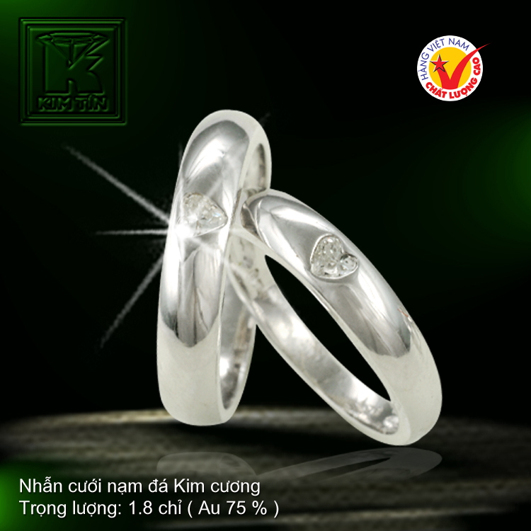 Nhẫn cưới vàng trắng 18K