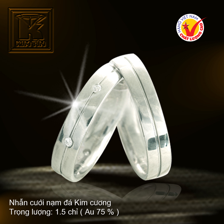 Nhẫn cưới vàng trắng 18K