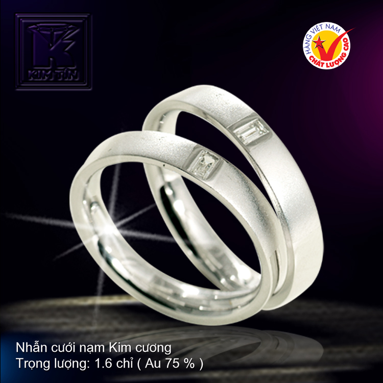 Nhẫn cưới vàng trắng 18K