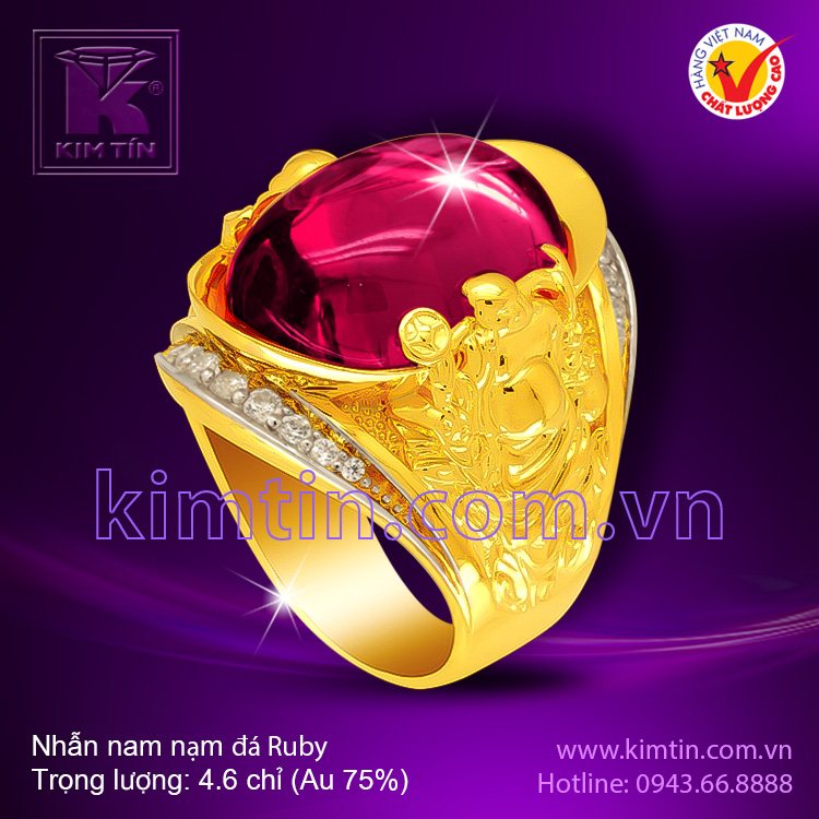 Nhẫn nam nạm đá Ruby