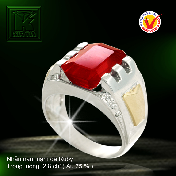 Nhẫn nam vàng trắng 18K