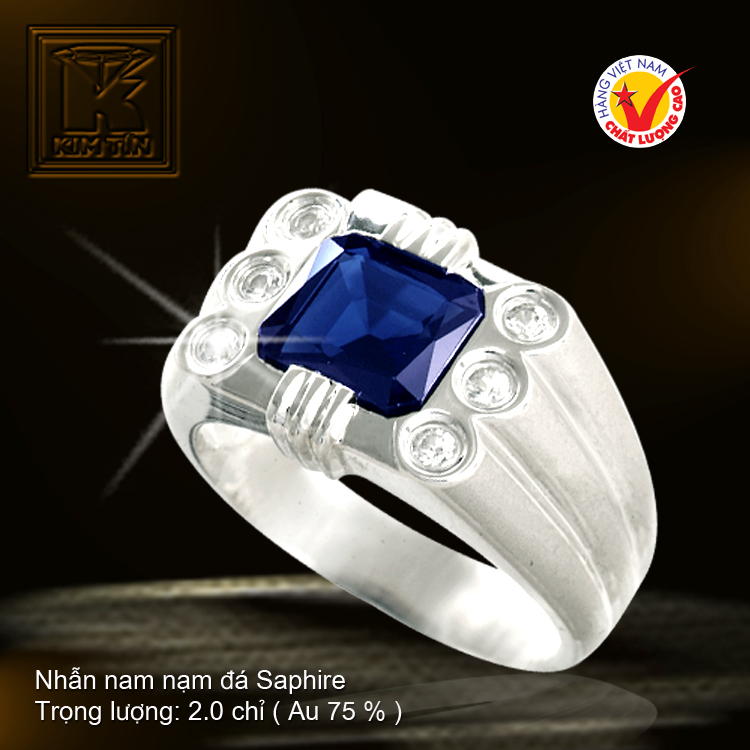 Nhẫn nam vàng trắng 18K