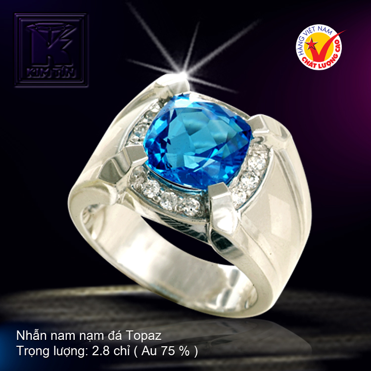 Nhẫn nam vàng trắng 18K