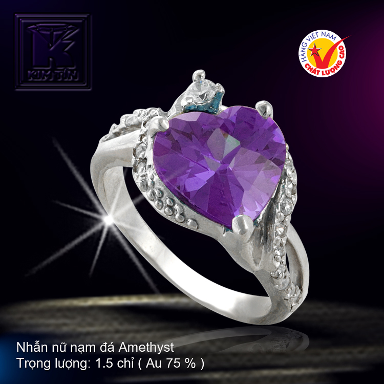 Nhẫn nữ nạm đá Amethyst