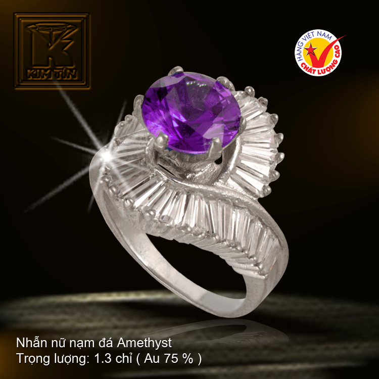 Nhẫn nữ nạm đá Amethyst