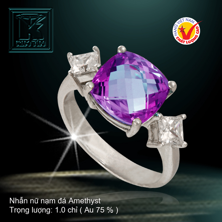 Nhẫn nữ nạm đá Amethyst