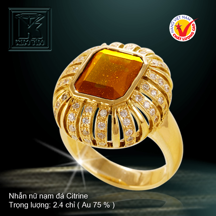 Nhẫn nữ nạm đá Citrine