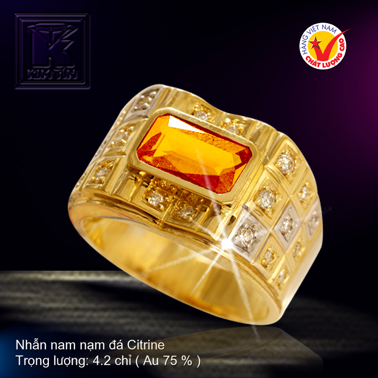 Nhẫn nam nạm đá Citrine