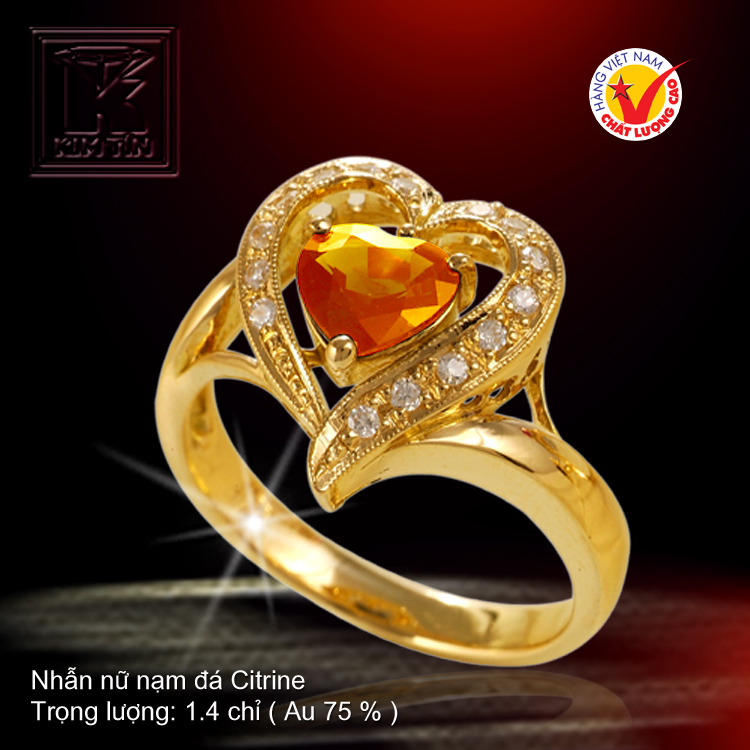 Nhẫn nữ nạm đá Citrine