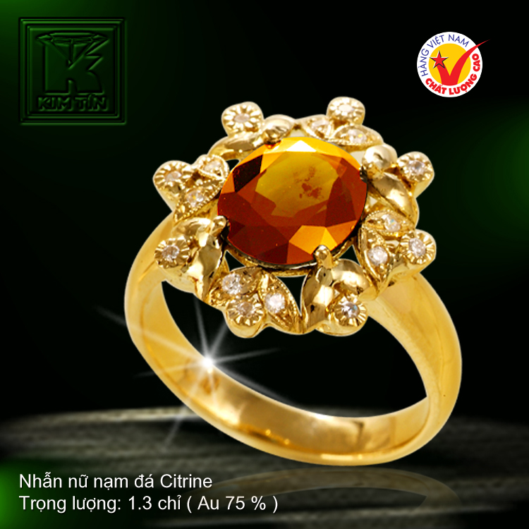 Nhẫn nữ nạm đá Citrine