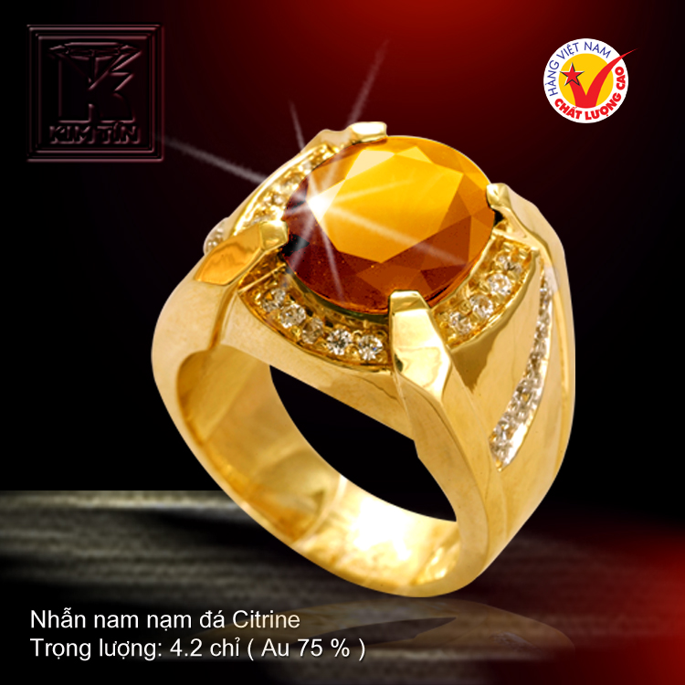 Nhẫn nam nạm đá Citrine