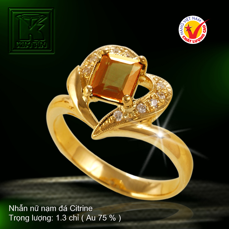 Nhẫn nữ nạm đá Citrine