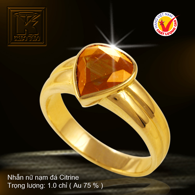 Nhẫn nữ nạm đá Citrine