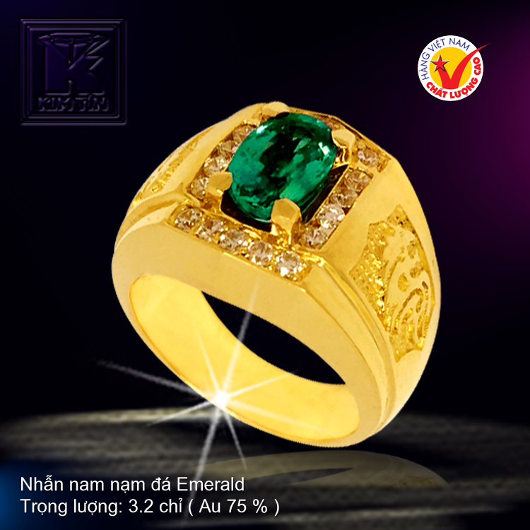 Nhẫn nam nạm đá Emerald