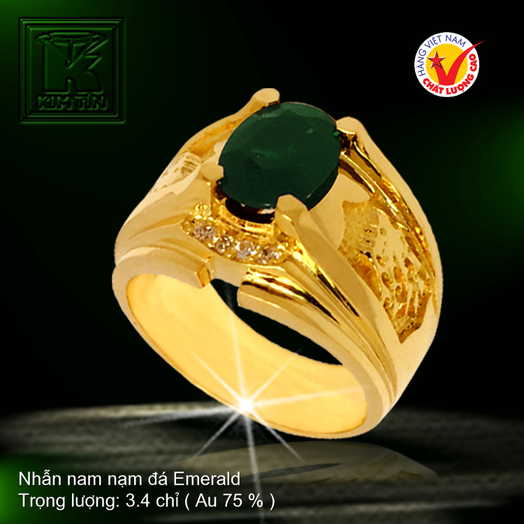 Nhẫn nam nạm đá Emerald