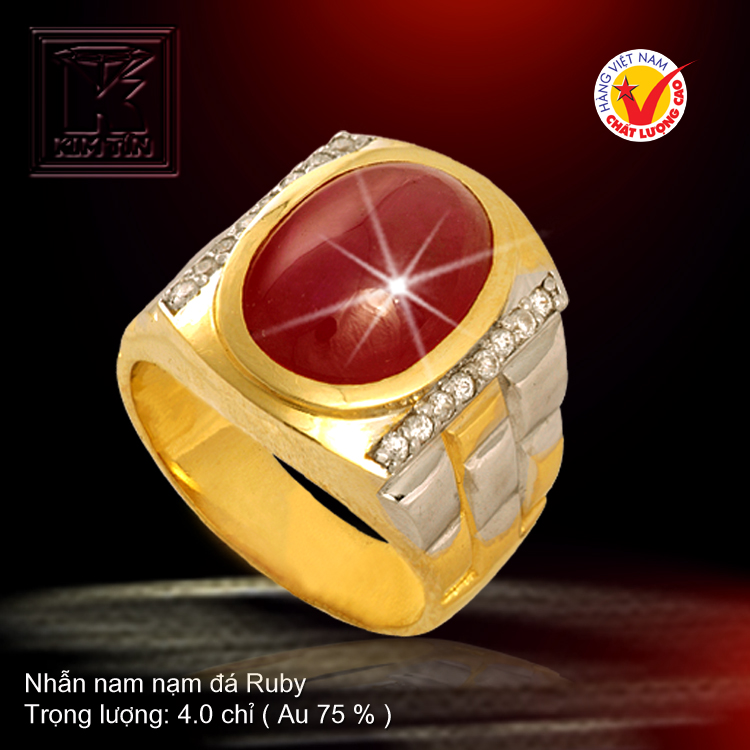 Nhẫn nam nạm đá Ruby