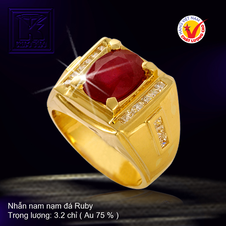 Nhẫn nam nạm đá Ruby