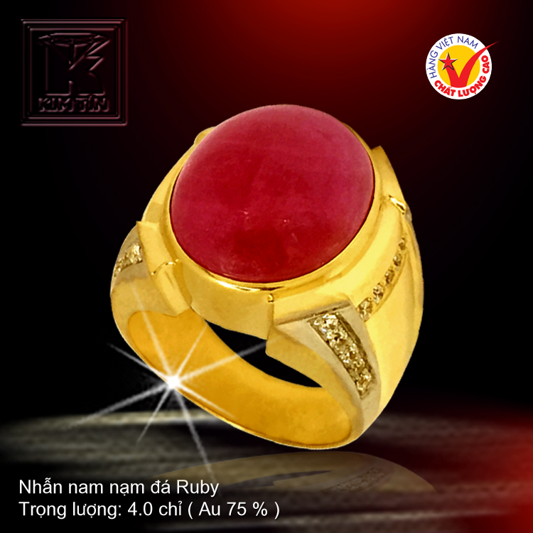 Nhẫn nam nạm đá Ruby