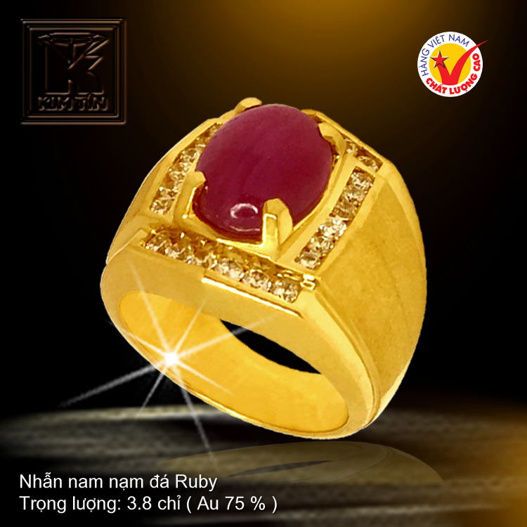 Nhẫn nam nạm đá Ruby