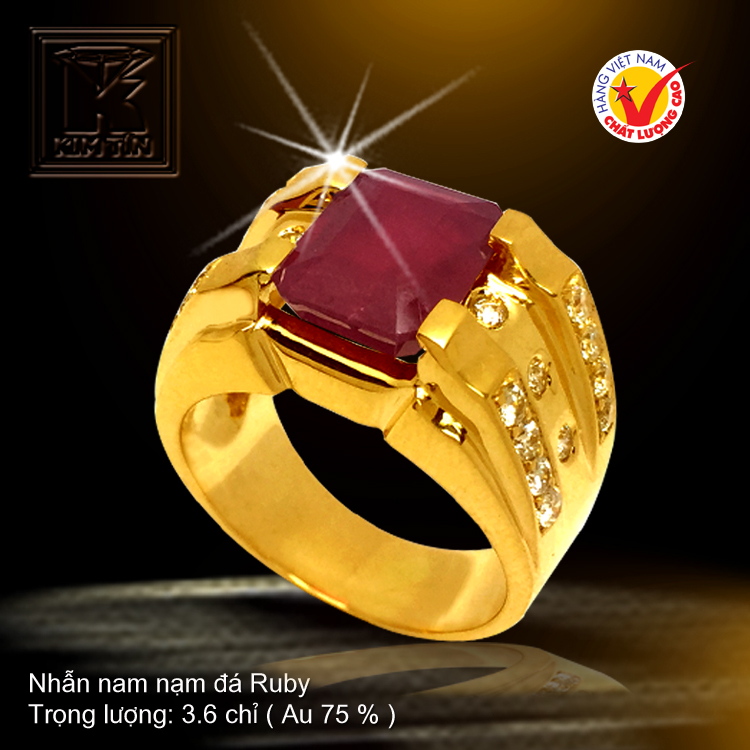 Nhẫn nam nạm đá Ruby