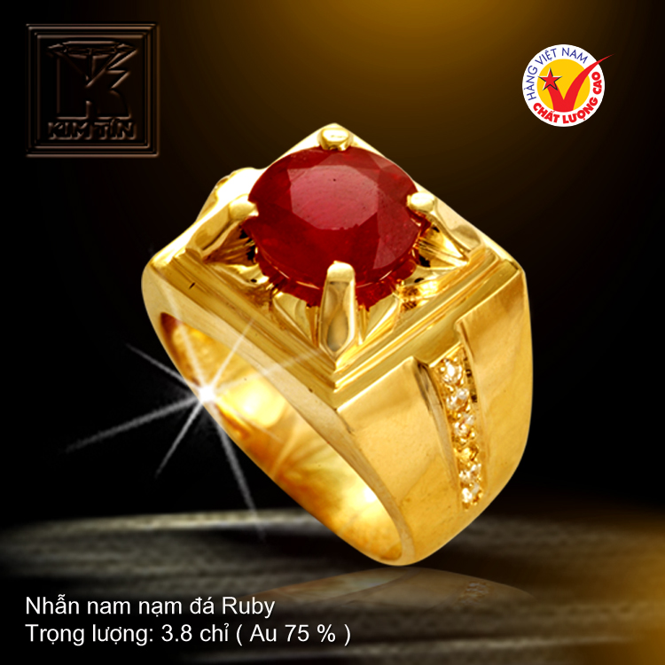 Nhẫn nam nạm đá Ruby